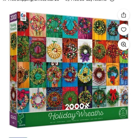 Holiday Wreaths Puzzle - 2000 Pieces - Picture 3 of 9